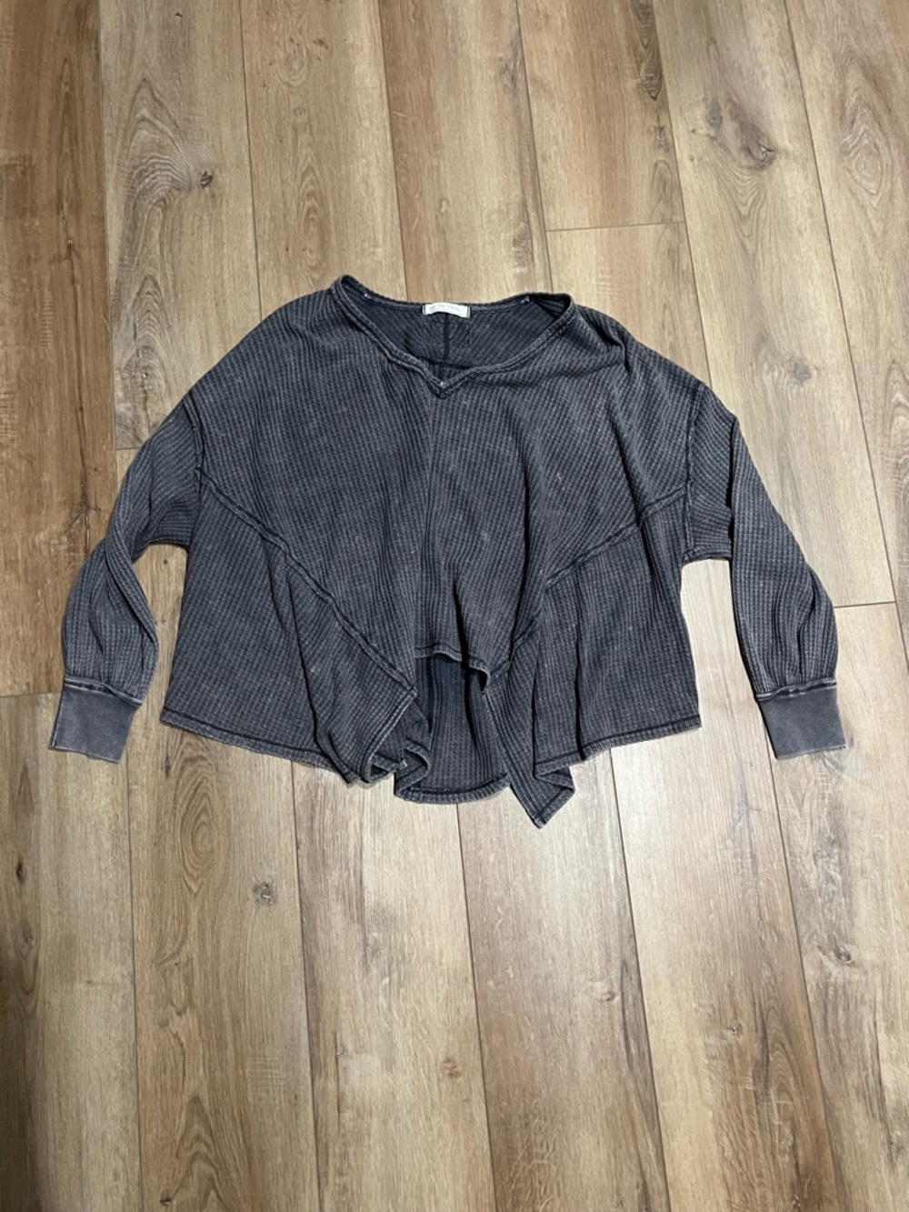 FP Free People We The Free Charcoal Waffle-Knit Coraline Thermal Medium